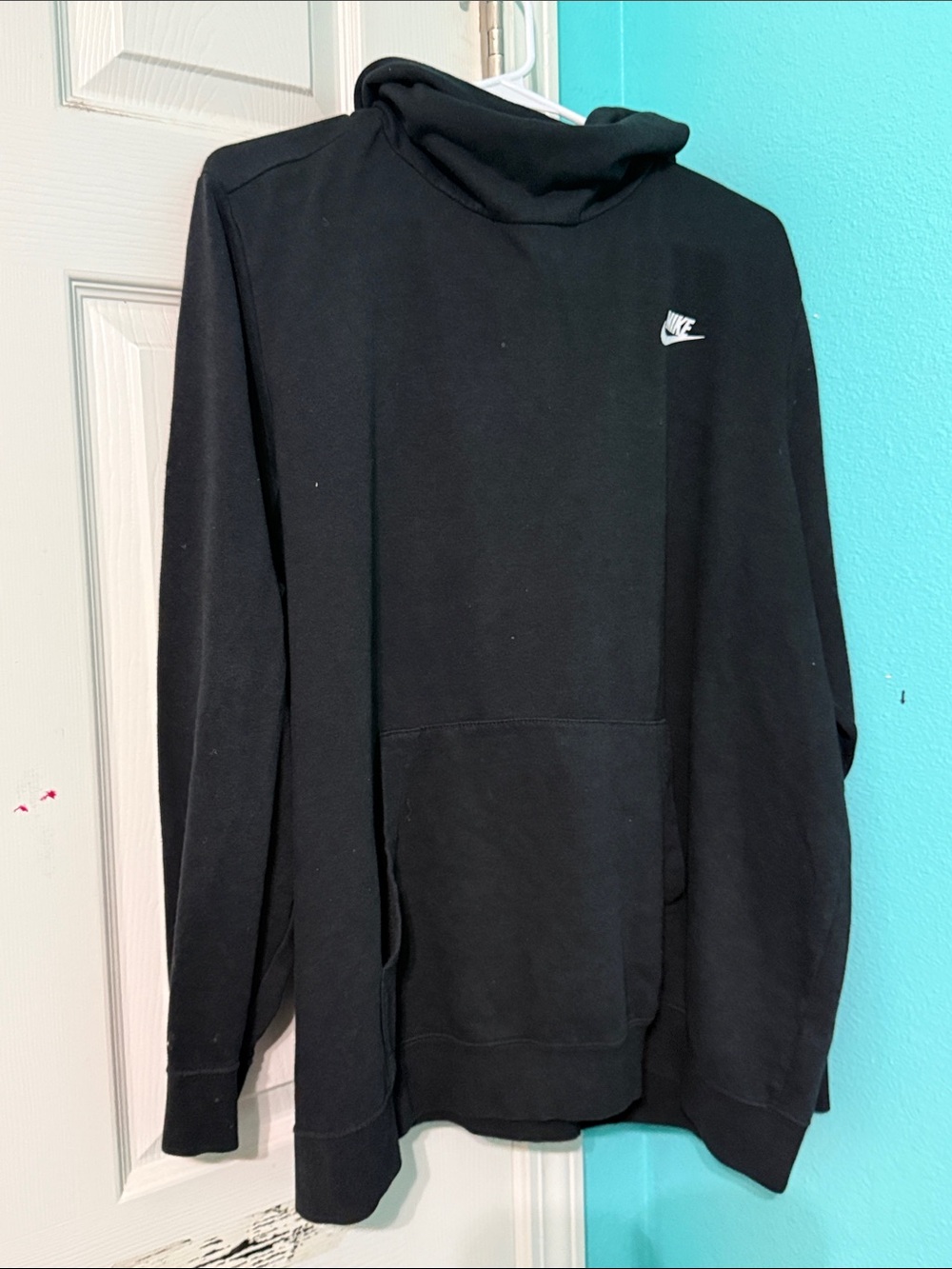 Nike Black Pullover Hoodie with Small White Swoosh